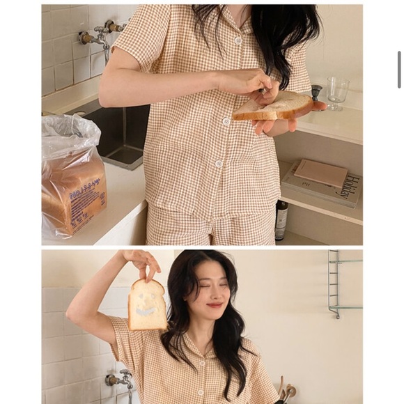 🇰🇷 juuneedu checkered plaid cotton pajama set - Picture 2 of 14